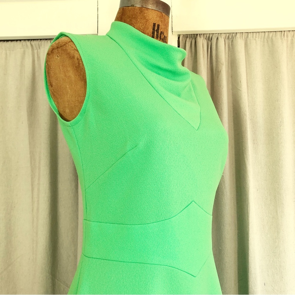 SOLD Vintage 60s Acid Green Poly Knit Maxi Dress - Picture 2 of 8